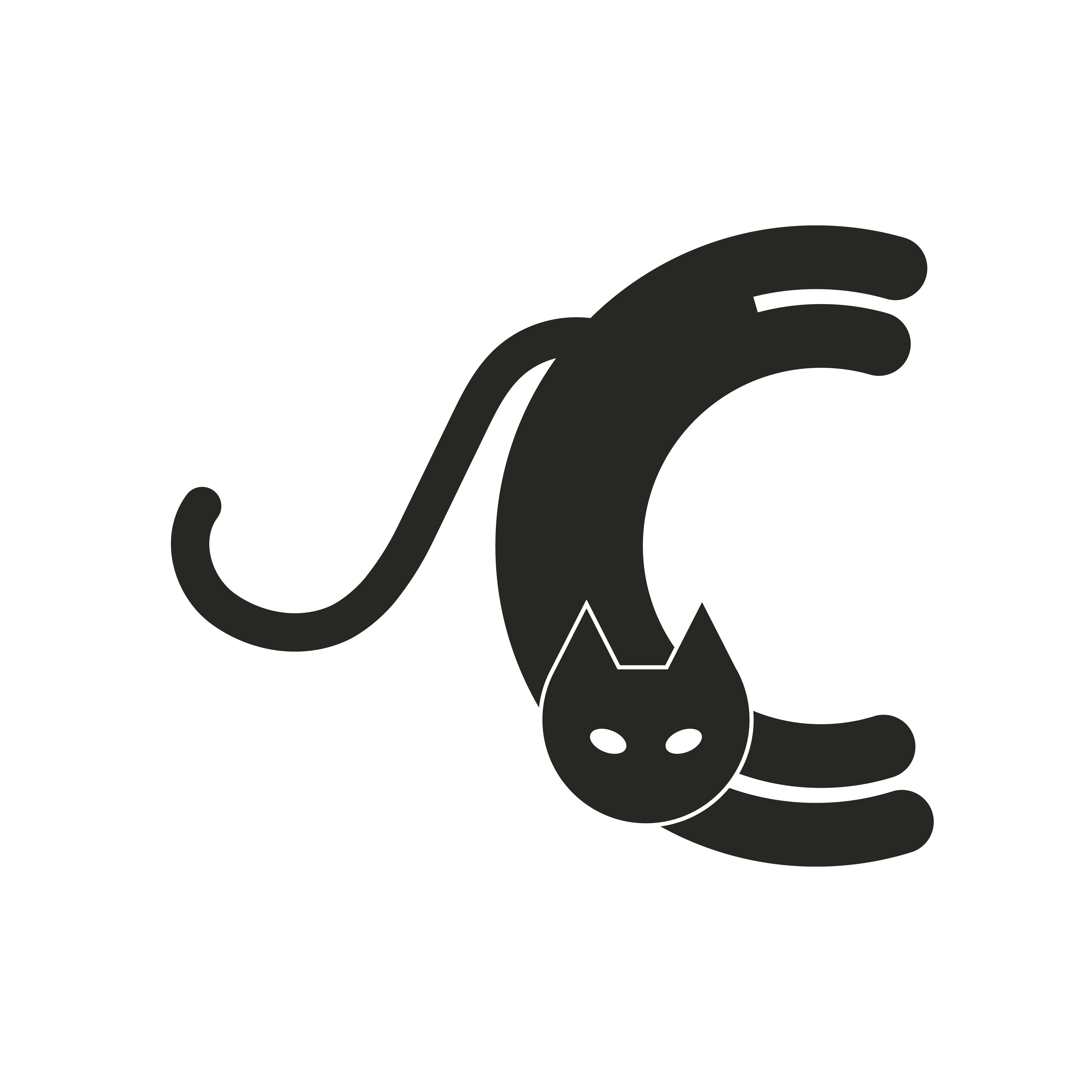 A big, cozy C is illustrated as a black cat lying, by a wood stove, on a lazy day..